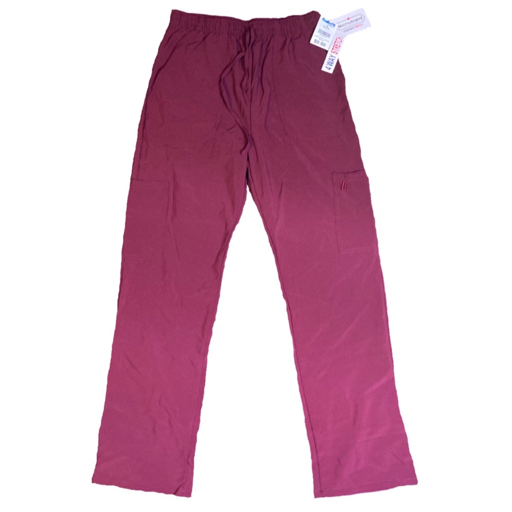 S woman’s scrubaid pants maroon